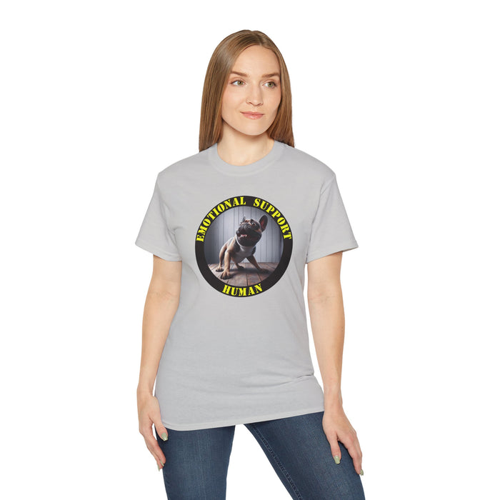 Emotional Support Human Tee - Unisex Cotton Shirt, Funny Dog Lover Gift, Pet Parent Apparel, Quirky Graphic Tee, Supportive Humor Wear