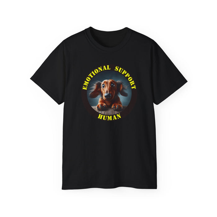 Emotional Support Human Tee - Unisex Cotton Shirt, Funny Dog Lover Gift, Pet Parent Apparel, Quirky Graphic Tee, Supportive Humor Wear