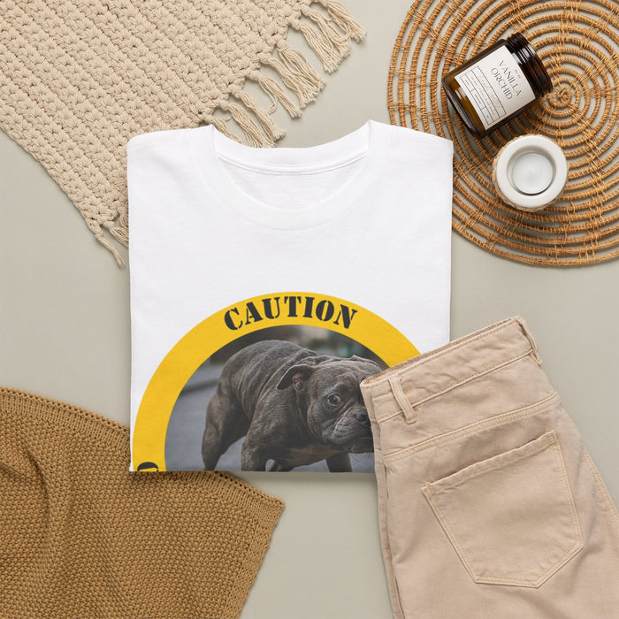 Therapy Pug T-Shirt — "Caution: Canine Therapy in Progress"