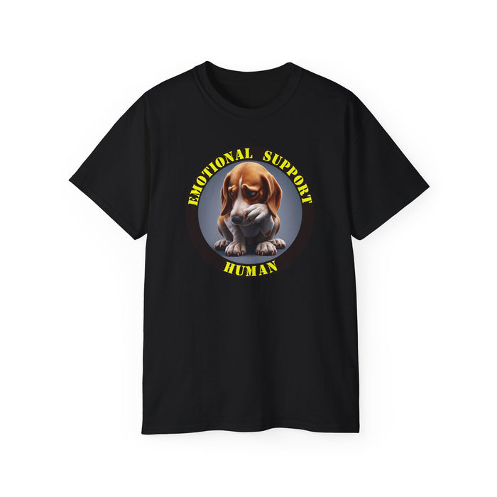 Emotional Support Human Tee - Unisex Cotton Shirt, Funny Dog Lover Gift, Pet Parent Apparel, Quirky Graphic Tee, Supportive Humor Wear