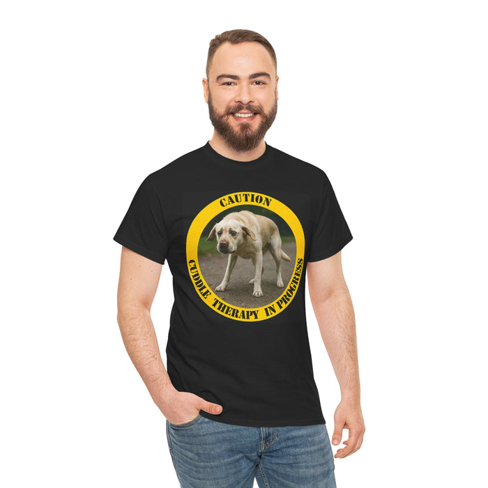 Caution: Cuddle Therapy in Progress T-Shirt – Funny Dog Rescue Tee