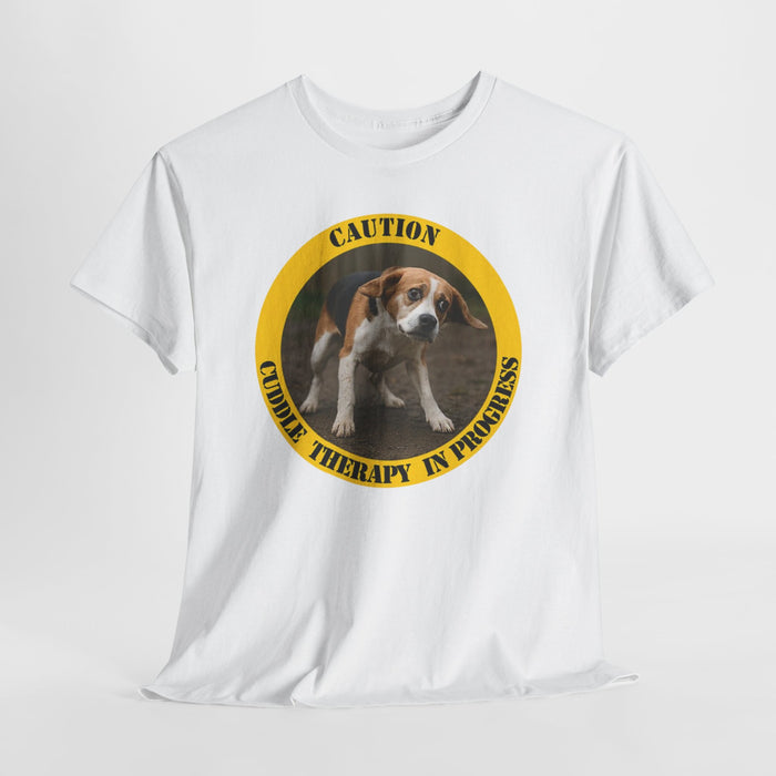 T-Shirt — "Caution: Canine Therapy in Progress" Beagle Rescue Tee