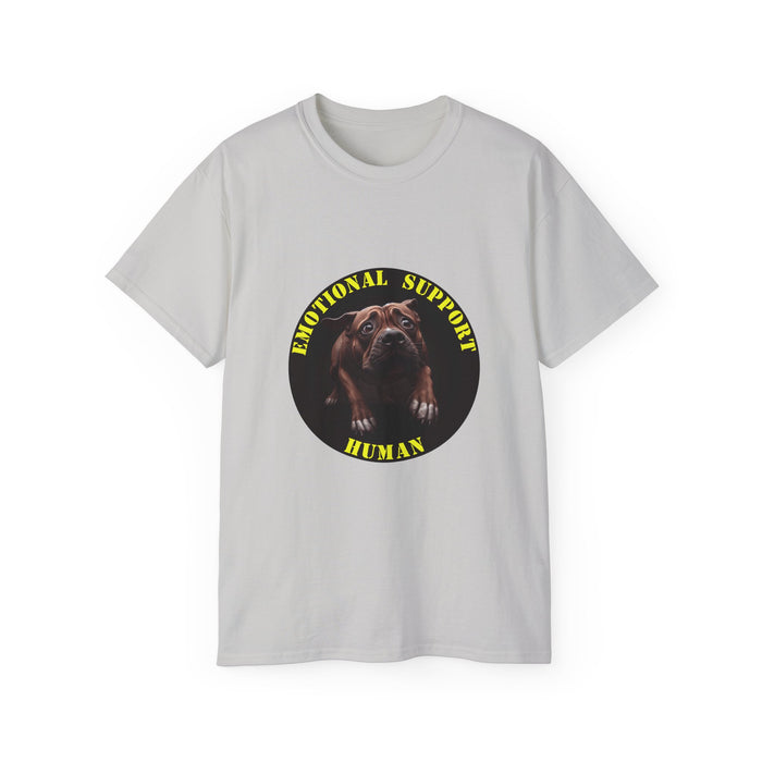 Emotional Support Human Tee - Unisex Cotton Shirt, Funny Dog Lover Gift, Pet Parent Apparel, Quirky Graphic Tee, Supportive Humor Wear
