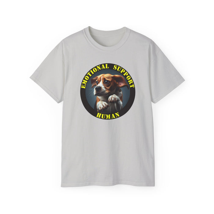 Emotional Support Human Tee - Unisex Cotton Shirt, Funny Dog Lover Gift, Pet Parent Apparel, Quirky Graphic Tee, Supportive Humor Wear