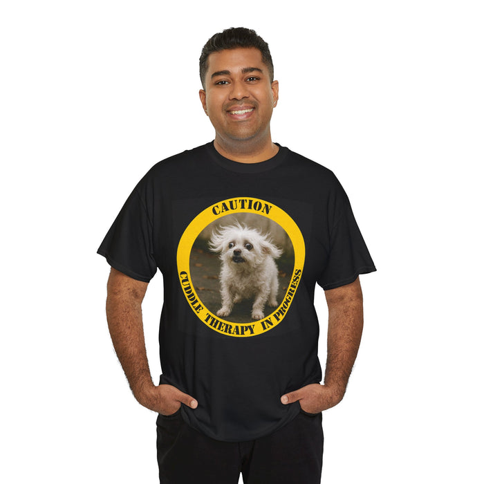 Caution: Cuddle Therapy in Progress – Dog Photo T-Shirt