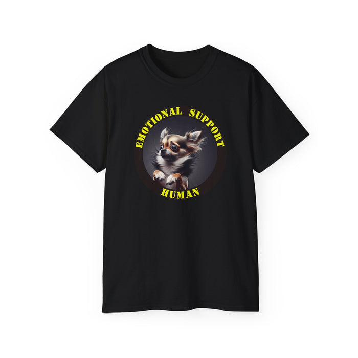 Emotional Support Human Tee - Unisex Cotton Shirt, Funny Dog Lover Gift, Pet Parent Apparel, Quirky Graphic Tee, Supportive Humor Wear