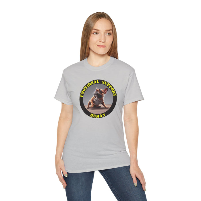 Emotional Support Human Tee - Unisex Cotton Shirt, Funny Dog Lover Gift, Pet Parent Apparel, Quirky Graphic Tee, Supportive Humor Wear