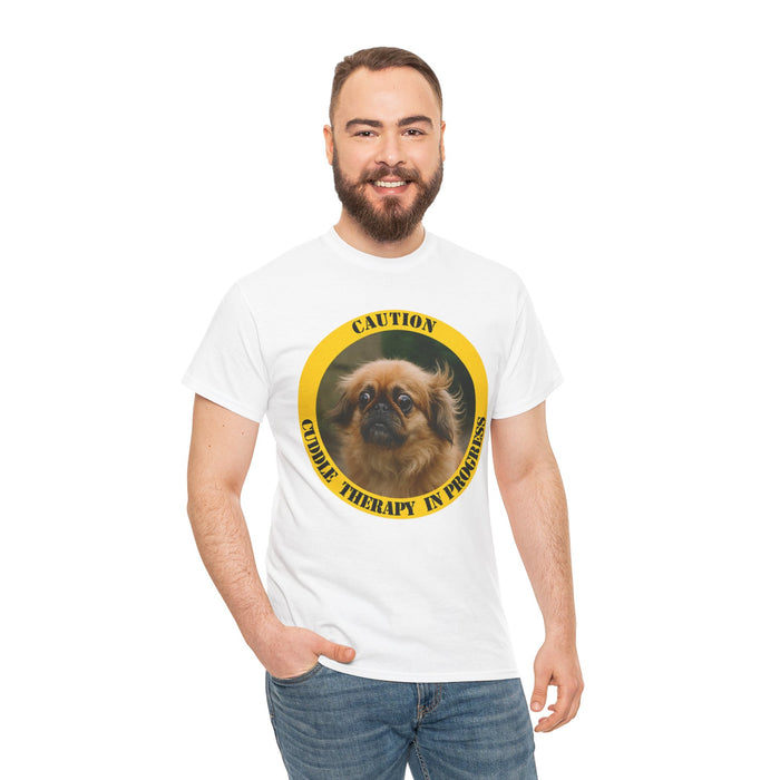 Caution: Cuddle Therapy in Progress T‑Shirt — Cute Pekingese Dog Tee