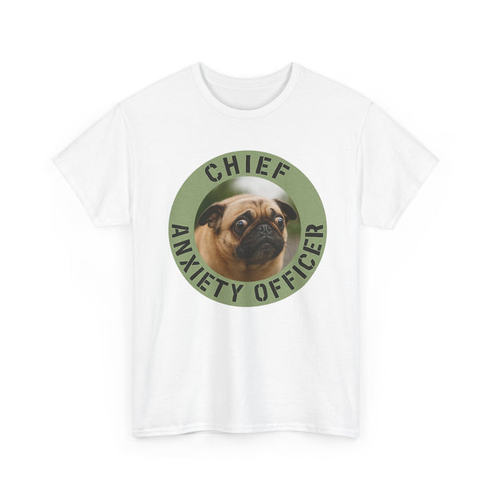 Chief Anxiety Officer Tee — Funny Pug Graphic T-Shirt