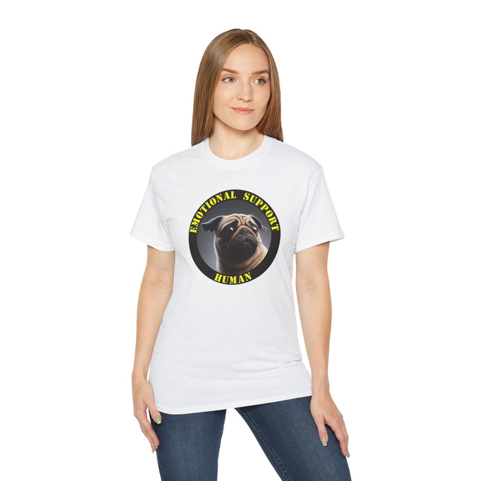 Emotional Support Human Tee - Unisex Cotton Shirt, Funny Dog Lover Gift, Pet Parent Apparel, Quirky Graphic Tee, Supportive Humor Wear