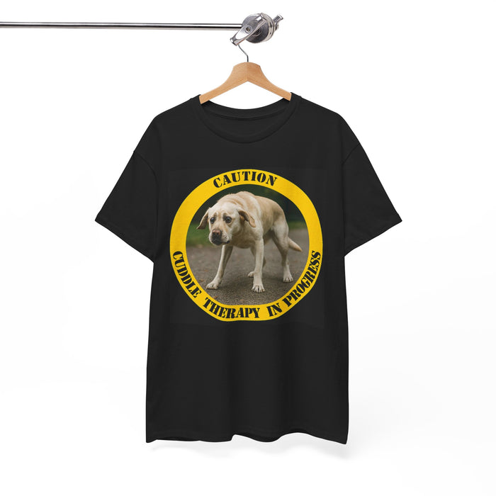 Caution: Cuddle Therapy in Progress T-Shirt – Funny Dog Rescue Tee