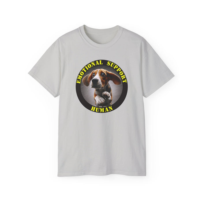 Emotional Support Human Tee - Unisex Cotton Shirt, Funny Dog Lover Gift, Pet Parent Apparel, Quirky Graphic Tee, Supportive Humor Wear