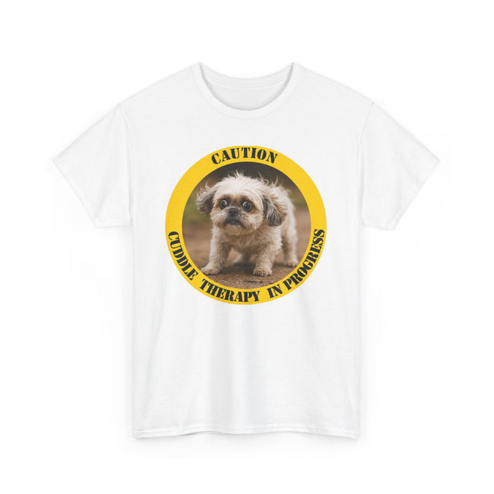 T-Shirt — "Caution: Cuddle Therapy in Progress" Cute Puppy Graphic Tee