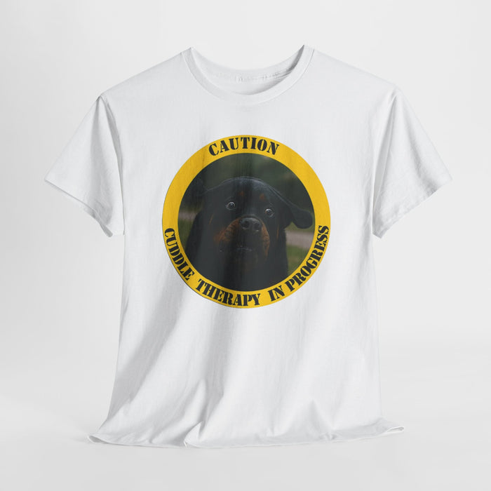 T-Shirt — "Caution: Cuddle Therapy in Progress" Dog Graphic Tee