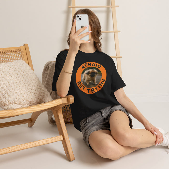 Afraid But Trying Tee — Cute Motivational Puppy Graphic T-Shirt
