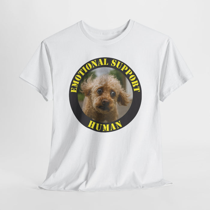 Emotional Support Human T‑Shirt — Cute Rescue Dog Badge Tee