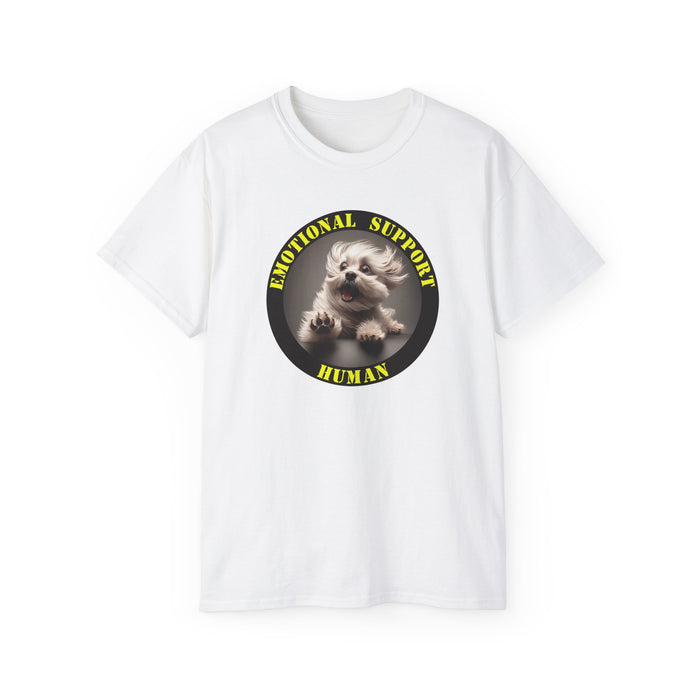 Emotional Support Human Tee - Unisex Cotton Shirt, Funny Dog Lover Gift, Pet Parent Apparel, Quirky Graphic Tee, Supportive Humor Wear