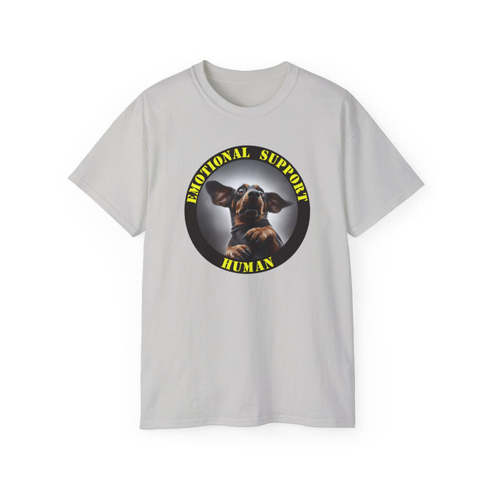 Emotional Support Human Tee - Unisex Cotton Shirt, Funny Dog Lover Gift, Pet Parent Apparel, Quirky Graphic Tee, Supportive Humor Wear