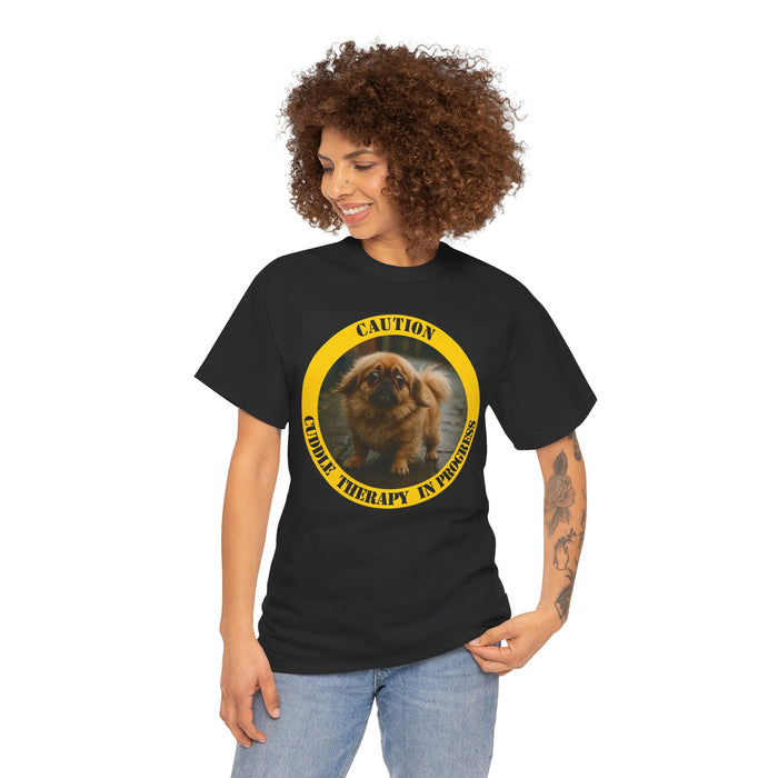 Caution: Cuddle Therapy In Progress T-Shirt — Cute Pekingese Dog Tee