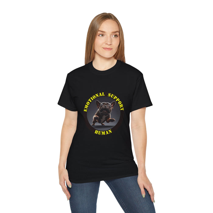 Emotional Support Human Tee - Unisex Cotton Shirt, Funny Dog Lover Gift, Pet Parent Apparel, Quirky Graphic Tee, Supportive Humor Wear