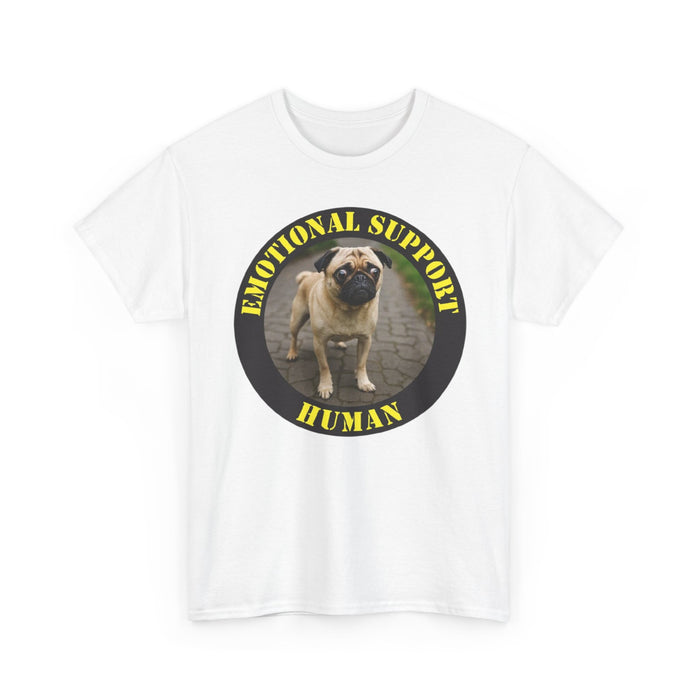 Emotional Support Human T‑Shirt — Funny Pug Pet Lover Tee
