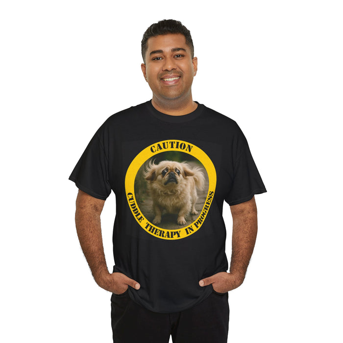 Caution: Cuddle Therapy in Progress T-Shirt — Cute Pekingese Dog Tee