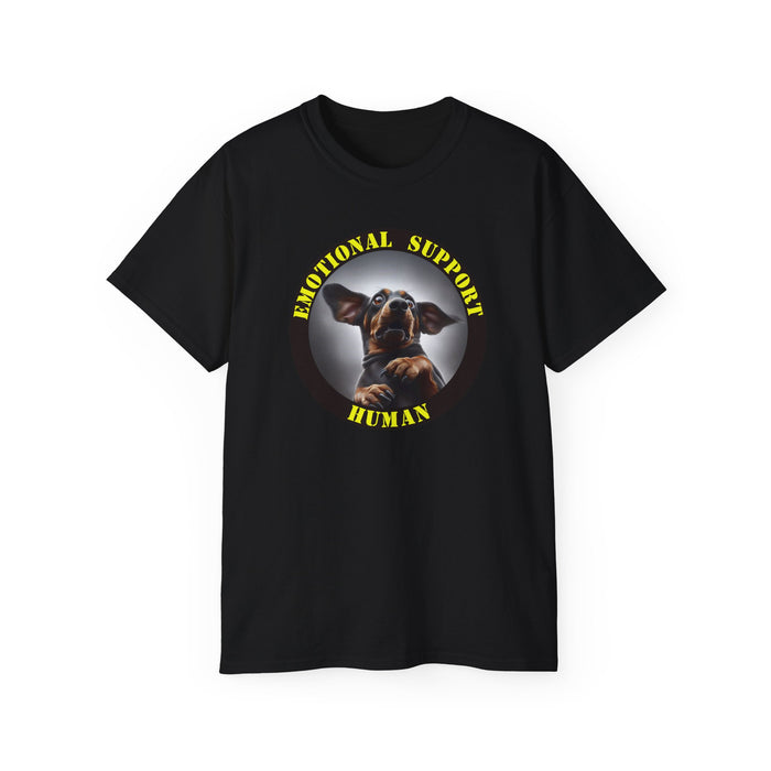 Emotional Support Human Tee - Unisex Cotton Shirt, Funny Dog Lover Gift, Pet Parent Apparel, Quirky Graphic Tee, Supportive Humor Wear