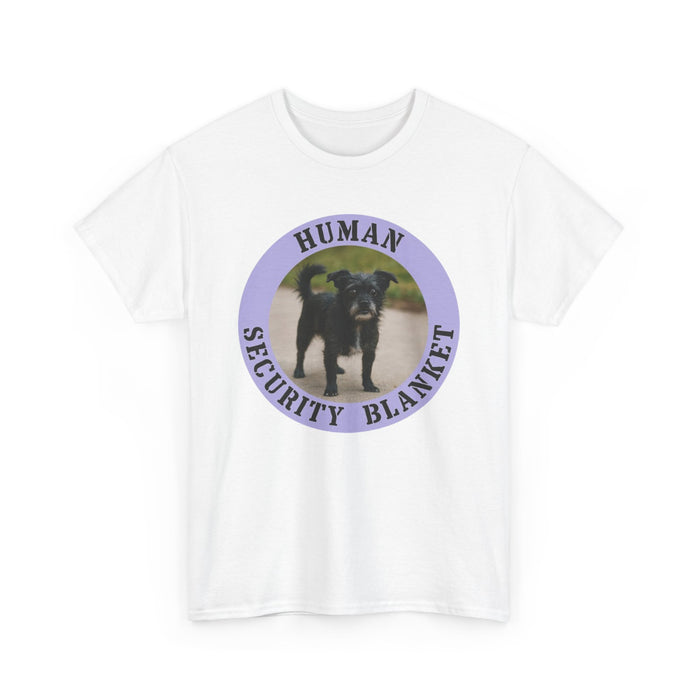 Human Security Blanket T-Shirt — Cute Black Dog Graphic Tee