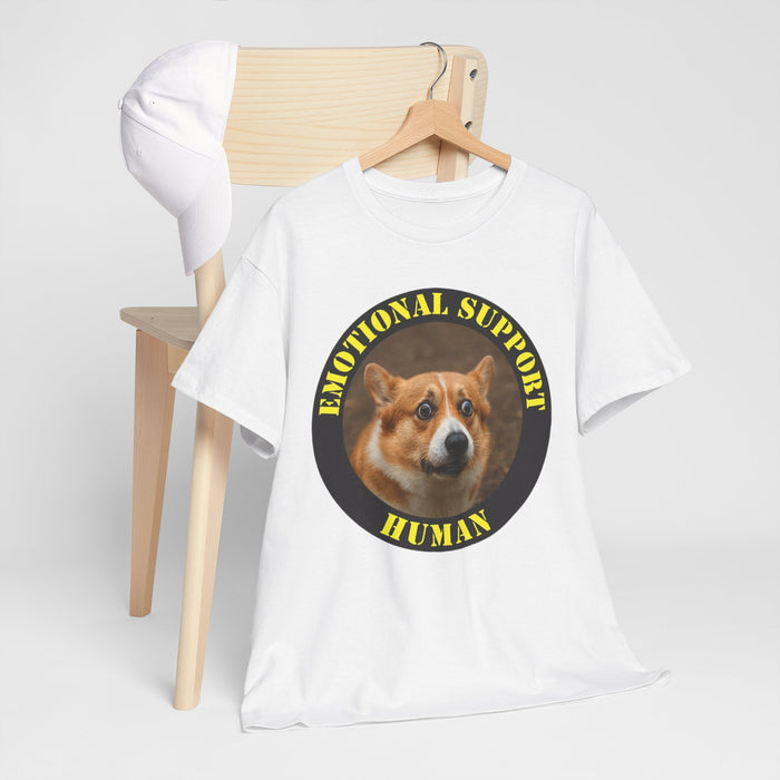 Emotional Support Human T-Shirt — Corgi Badge Graphic Tee