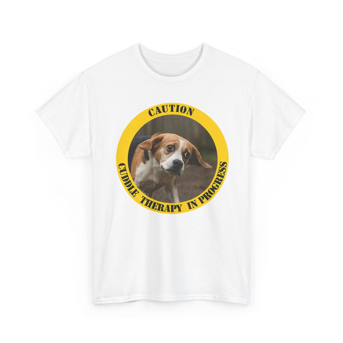 T-Shirt — "Caution: Cuddle Therapy in Progress" Cute Beagle Dog Tee