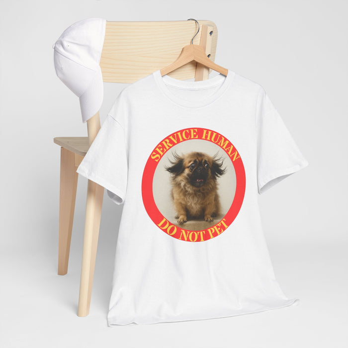 T-Shirt — "Service Human Do Not Pet" Cute Pekingese Dog Graphic Tee