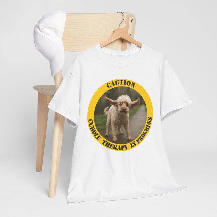T‑Shirt — "Caution: Cuddie Therapy in Progress" Cute Dog Therapy Tee