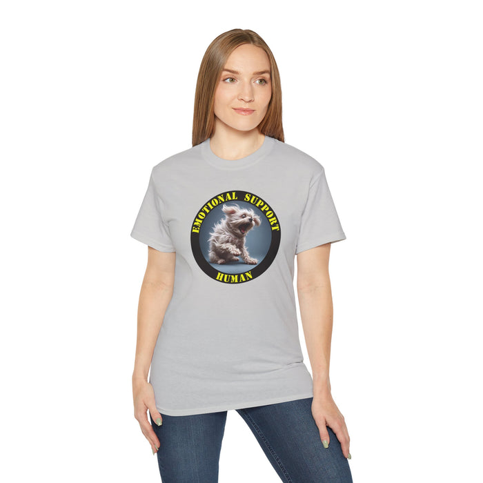 Emotional Support Human Tee - Unisex Cotton Shirt, Funny Dog Lover Gift, Pet Parent Apparel, Quirky Graphic Tee, Supportive Humor Wear