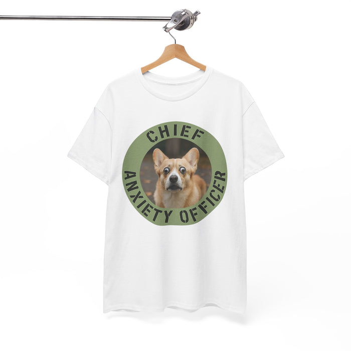 Chief Anxiety Officer T-Shirt — Funny Corgi Pet Tee for Dog Lovers
