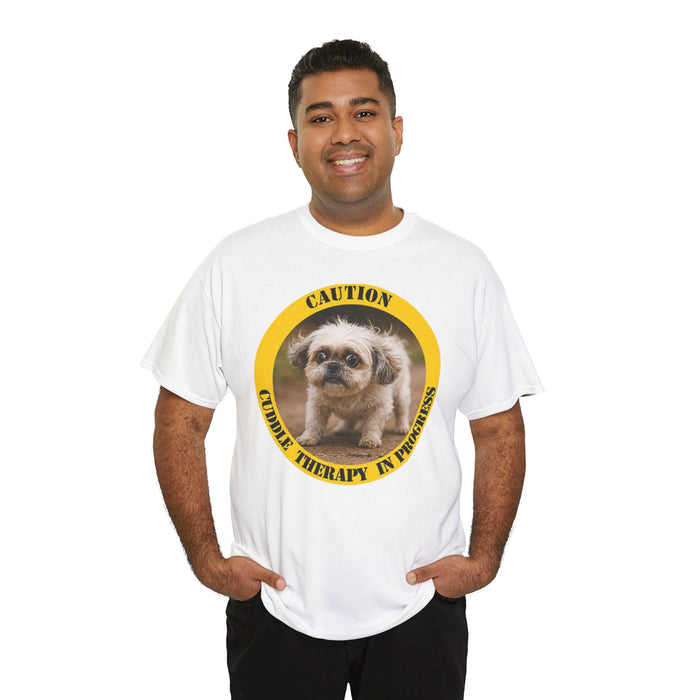 T-Shirt — "Caution: Cuddle Therapy in Progress" Cute Puppy Graphic Tee