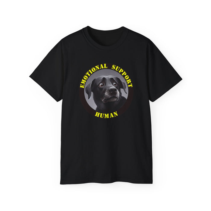 Emotional Support Human Tee - Unisex Cotton Shirt, Funny Dog Lover Gift, Pet Parent Apparel, Quirky Graphic Tee, Supportive Humor Wear