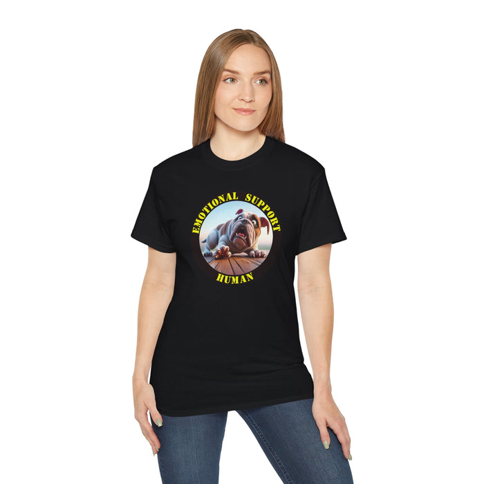 Emotional Support Human Tee - Unisex Cotton Shirt, Funny Dog Lover Gift, Pet Parent Apparel, Quirky Graphic Tee, Supportive Humor Wear