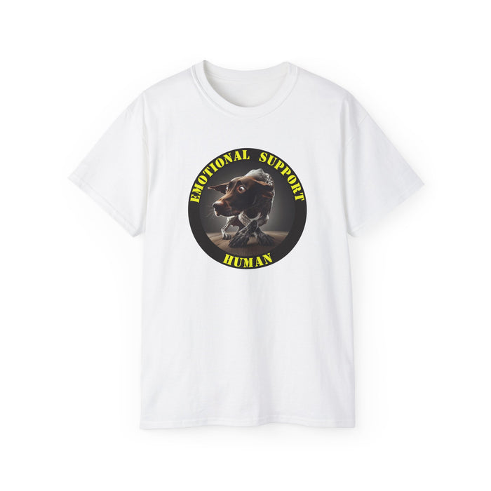 Emotional Support Human Tee - Unisex Cotton Shirt, Funny Dog Lover Gift, Pet Parent Apparel, Quirky Graphic Tee, Supportive Humor Wear