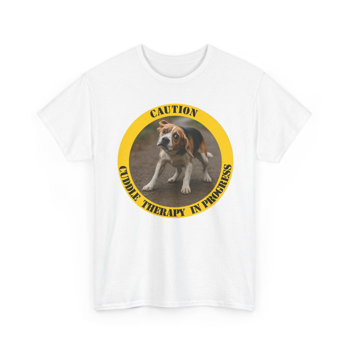 Caution: Cuddle Therapy in Progress T-Shirt — Cute Beagle Dog Tee
