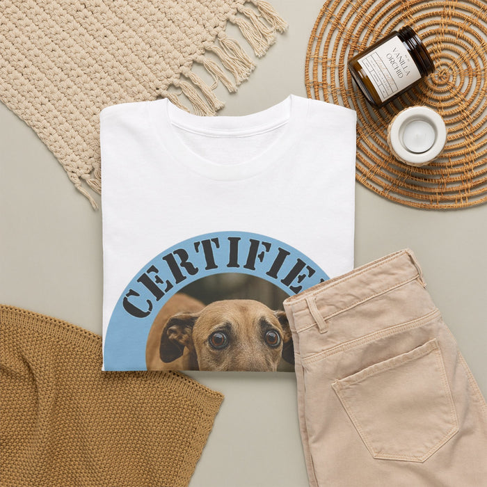 T-Shirt — "Certified Velcro Dog" Graphic Tee (Funny Dog Lover Shirt)
