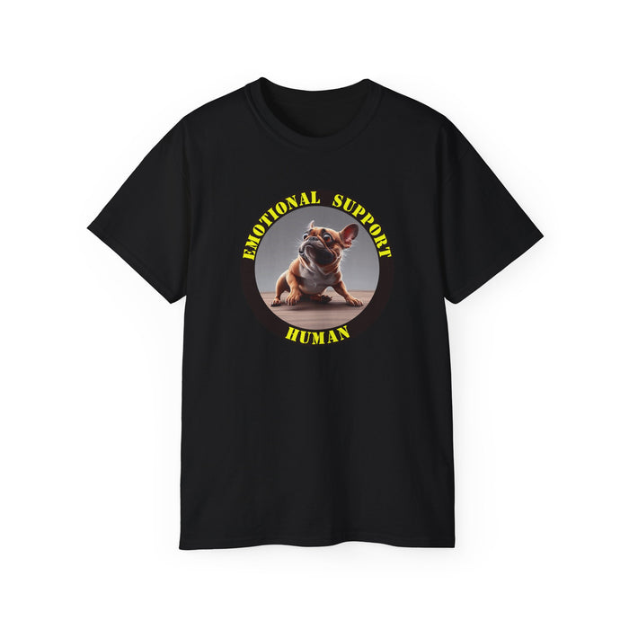 Emotional Support Human Tee - Unisex Cotton Shirt, Funny Dog Lover Gift, Pet Parent Apparel, Quirky Graphic Tee, Supportive Humor Wear