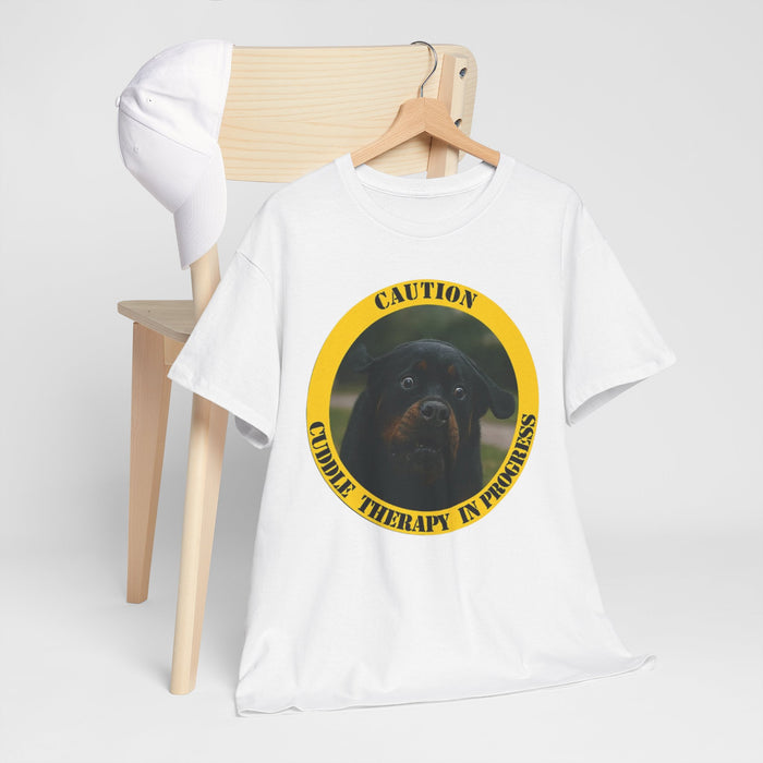 T-Shirt — "Caution: Cuddle Therapy in Progress" Dog Graphic Tee