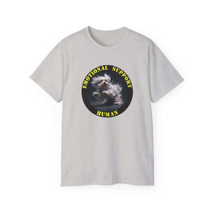 Emotional Support Human Tee - Unisex Cotton Shirt, Funny Dog Lover Gift, Pet Parent Apparel, Quirky Graphic Tee, Supportive Humor Wear