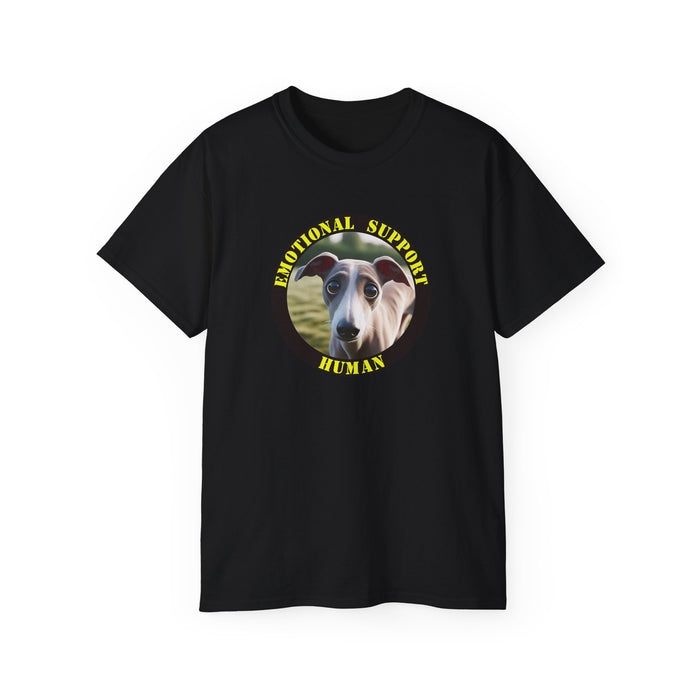 Emotional Support Human Tee - Unisex Cotton Shirt, Funny Dog Lover Gift, Pet Parent Apparel, Quirky Graphic Tee, Supportive Humor Wear