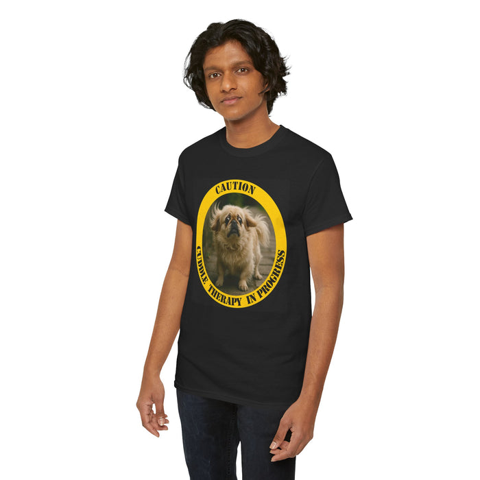 Caution: Cuddle Therapy in Progress T-Shirt — Cute Pekingese Dog Tee