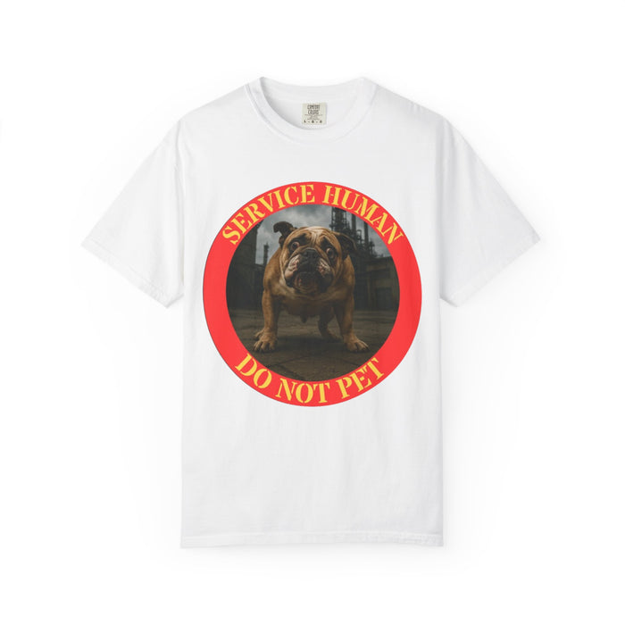 Do Not Pet Bulldog T‑Shirt — "Service Human" Funny Service Dog Tee