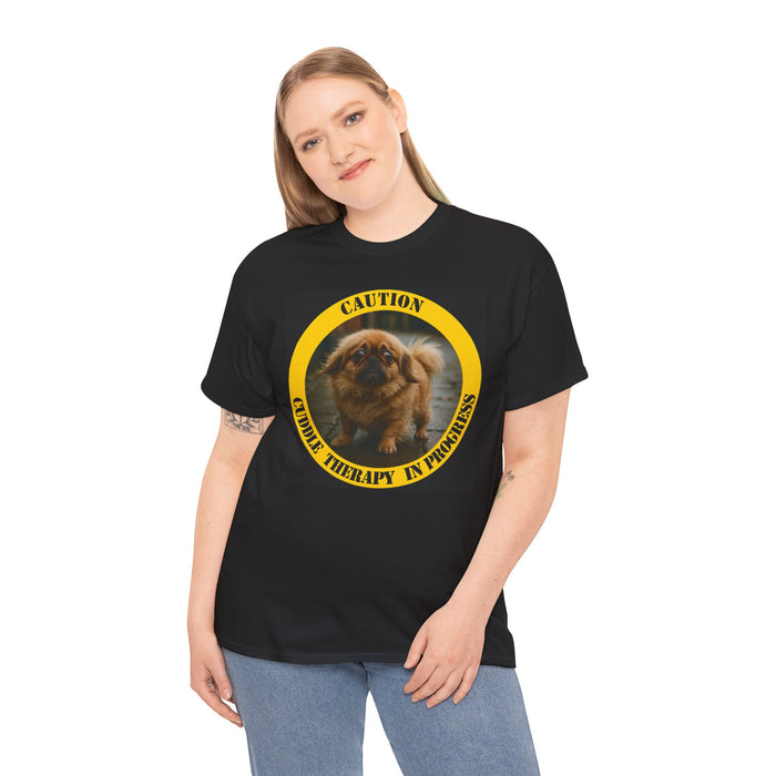 Caution: Cuddle Therapy In Progress T-Shirt — Cute Pekingese Dog Tee