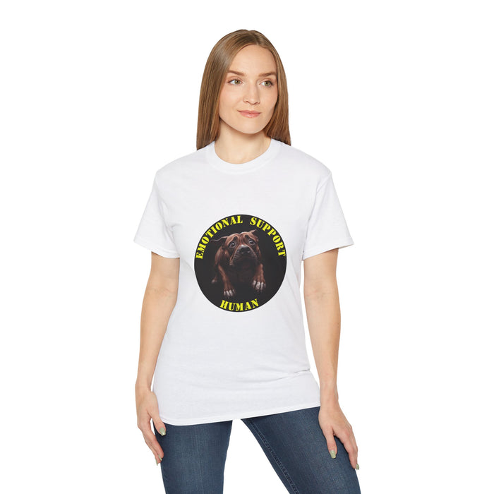 Emotional Support Human Tee - Unisex Cotton Shirt, Funny Dog Lover Gift, Pet Parent Apparel, Quirky Graphic Tee, Supportive Humor Wear