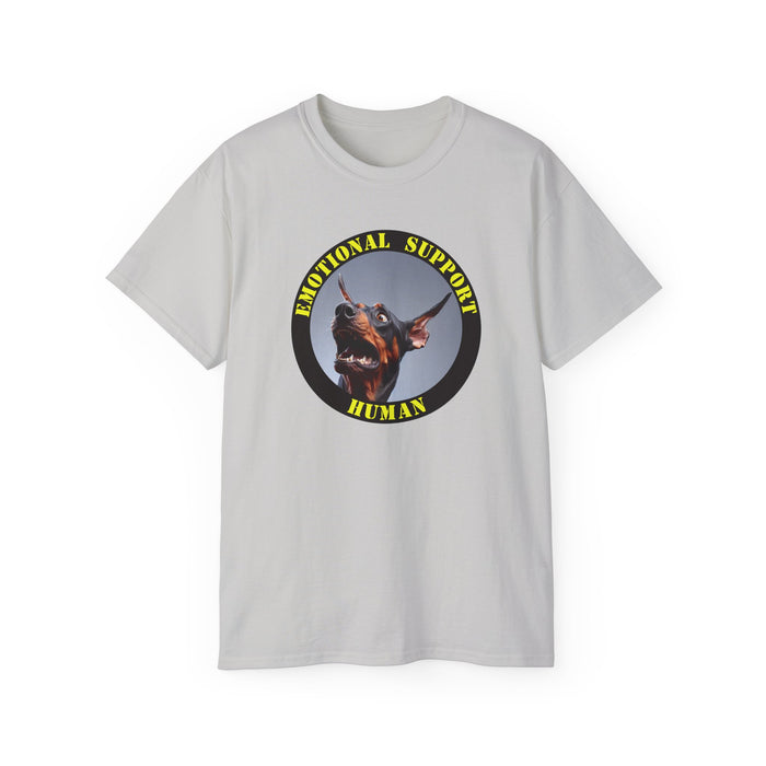 Emotional Support Human Tee - Unisex Cotton Shirt, Funny Dog Lover Gift, Pet Parent Apparel, Quirky Graphic Tee, Supportive Humor Wear