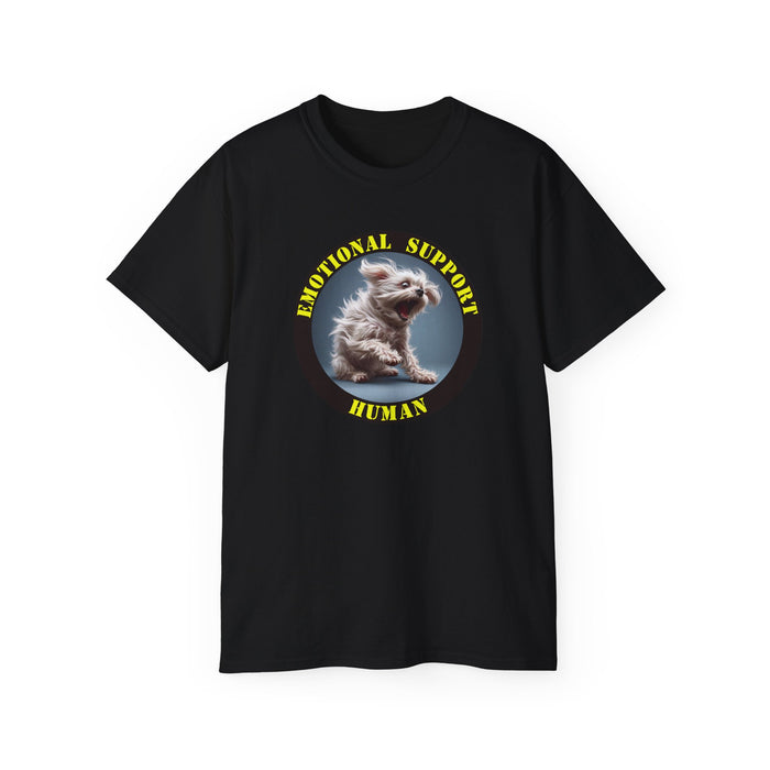 Emotional Support Human Tee - Unisex Cotton Shirt, Funny Dog Lover Gift, Pet Parent Apparel, Quirky Graphic Tee, Supportive Humor Wear